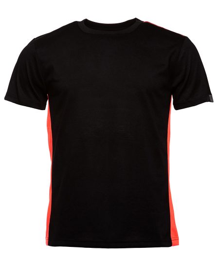 T Shirts - Black with High Vis Red Insert