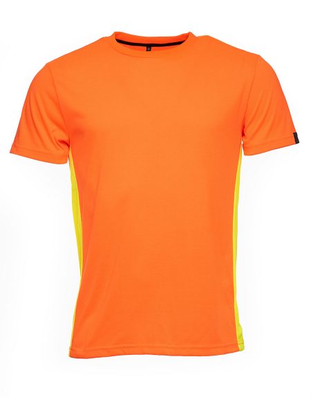 T Shirts - High Vis Orange with High Vis Yellow Insert Front